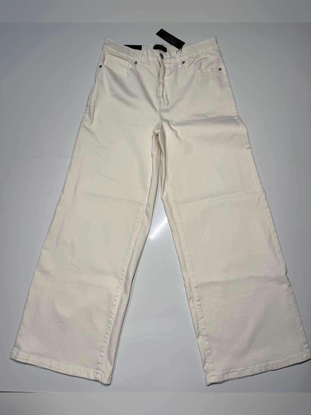 NWT BANANA REPUBLIC High Rise Wide Leg Stretch Jeans Pure White Pants 29 8